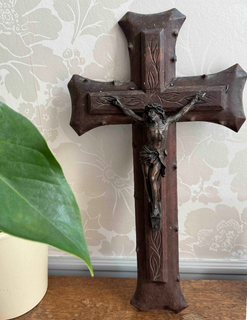 "Arbor Vitae" Crucifix met Corpus – Duitsland "1900", Antiek en Kunst, Ophalen of Verzenden