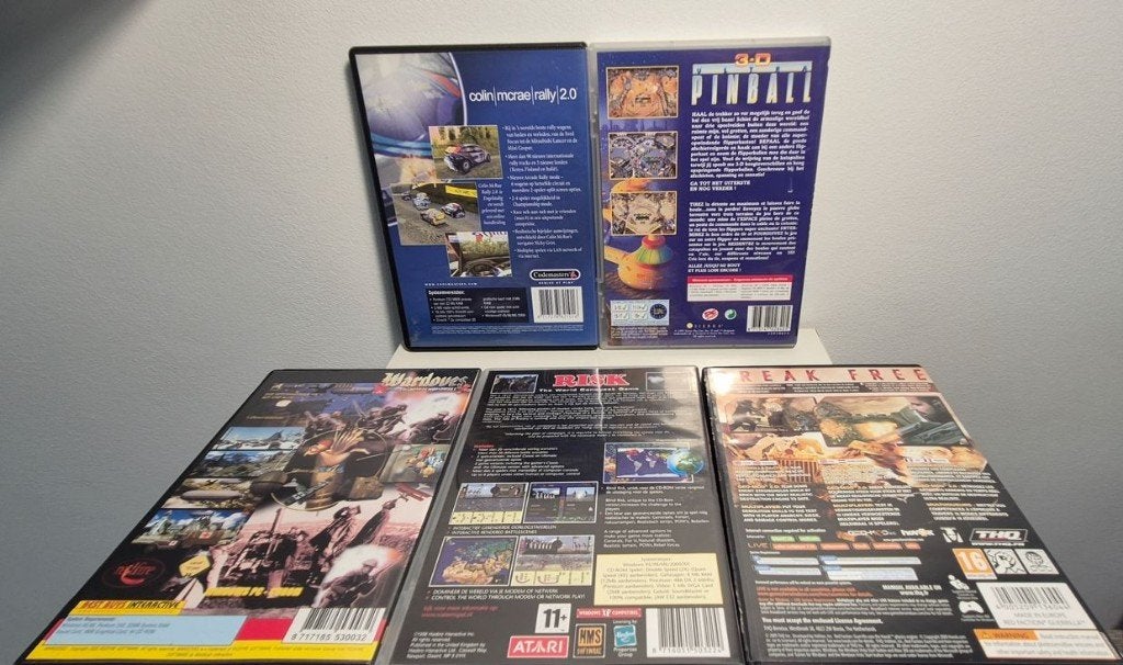 Retro PC Games (5x, o.a. 3D Pinball, Colin McRae, Risk,...), Ophalen of Verzenden, Gebruikt