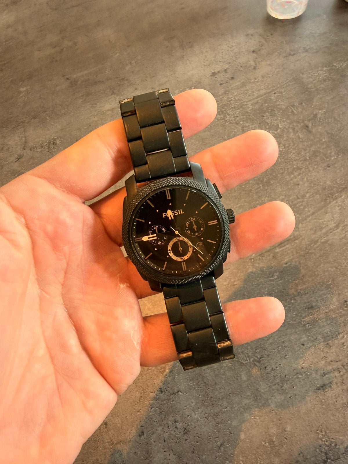 Fossil Machine - Black and Gold, Handtassen en Accessoires, Horloges | Heren, Ophalen, Zo goed als nieuw