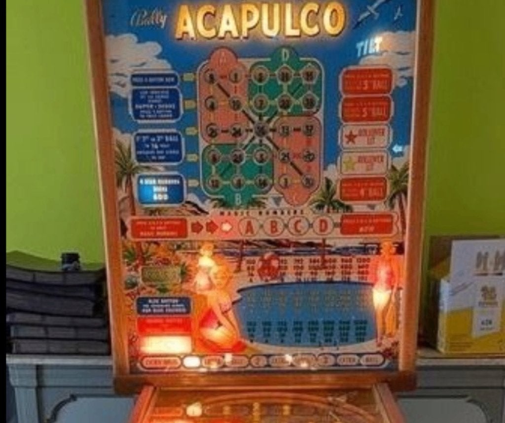 Originele Bally Acapulco Bingo Flipperkast 60s - Vintage!, Ophalen, Gebruikt, Mechanisch, Bally