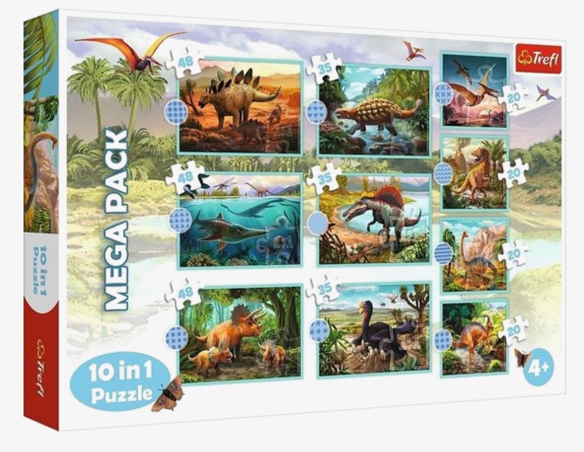 NIEUW Puzzel 10 in 1 dinosaurissen, Kinderen en Baby's, Ophalen of Verzenden, 10 tot 50 stukjes, Nieuw, 4 tot 6 jaar