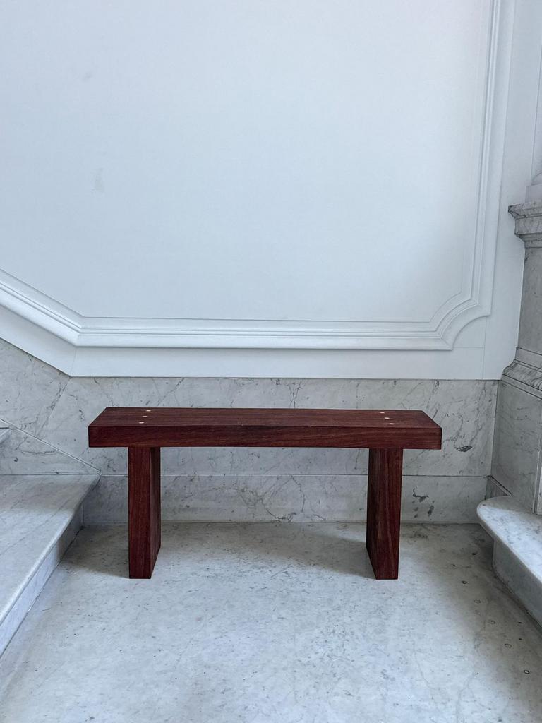Massieve afrormosia bank / lage tafel – mid-century stijl, Neuf, Moins de 75 cm, Enlèvement ou Envoi, Moins de 150 cm