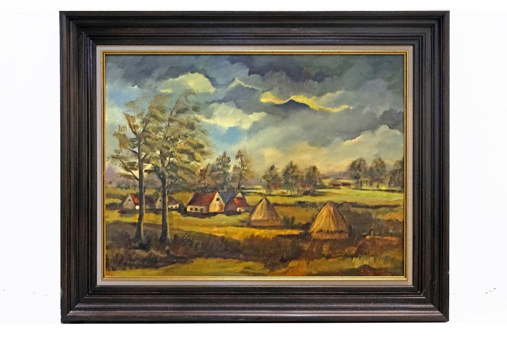 Landschap schilderij, Antiquités & Art, Art | Peinture | Classique, Cadre spécial, Peinture à l'huile, Paysage, Enlèvement