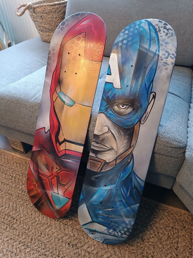 Skate op maat gemaakte moderne inrichting, Antiek en Kunst, Kunst | Schilderijen | Modern, Portret, Gemengde techniek, Hout, Gelakt/vernis