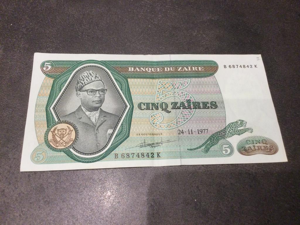 Zaïre 5 Zaïres 1977 superbe, Timbres & Monnaies, Billets de banque | Afrique, Enlèvement ou Envoi