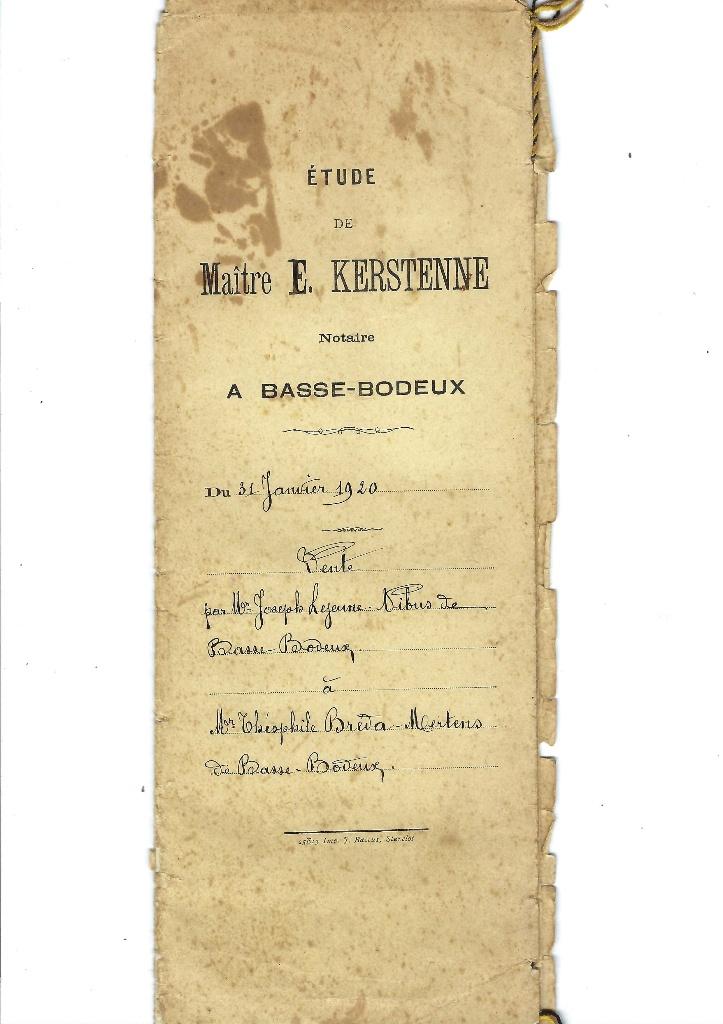 Ancien document notarié 1920, Envoi, Utilisé
