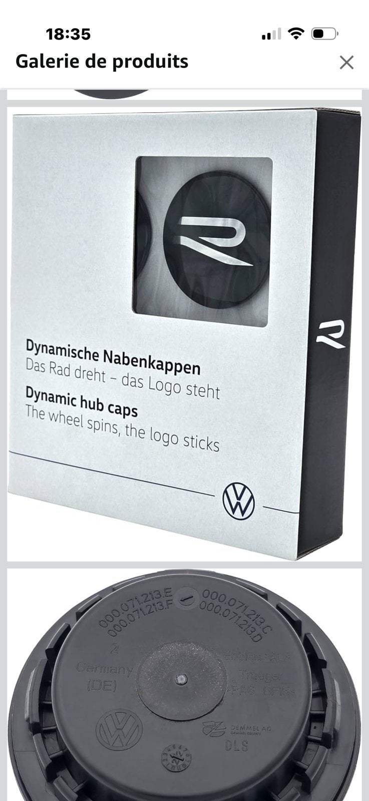 Centreur de roue logo R dynamique original VW jantes golf 8, Enlèvement ou Envoi, Volkswagen