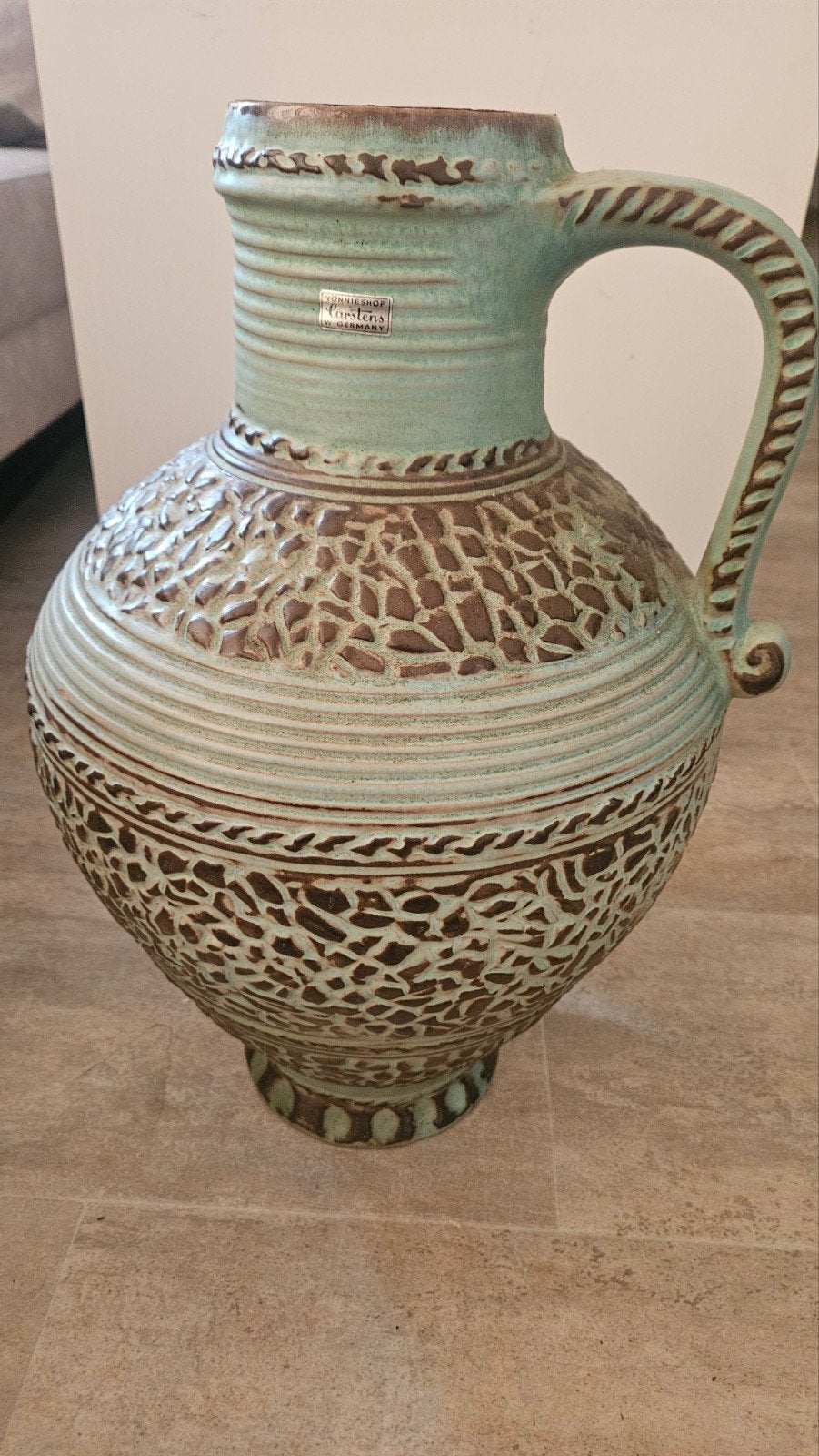 Grote Vintage West Germany Vloervaas 50cm – Carstens Tönnies, Ophalen