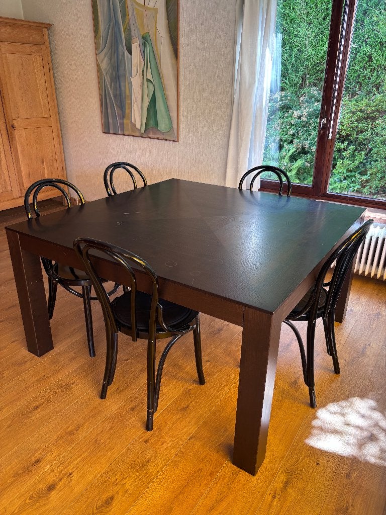 Eettafel vierkant 8p, 140x140, hout, Huis en Inrichting, Tafels | Eettafels, Ophalen, Gebruikt, 100 tot 150 cm, Vijf personen of meer