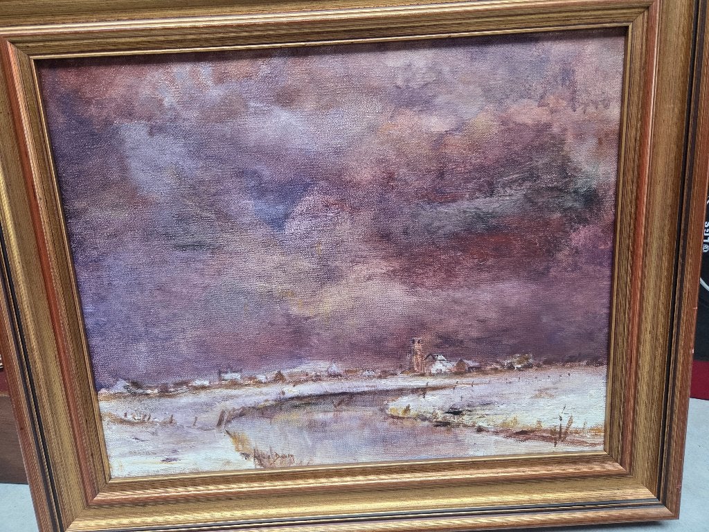 Schilderij: 'Dooi te Lisseweghe'', Antiek en Kunst, Doek, Impressionistisch, Ophalen of Verzenden, Gesigneerd