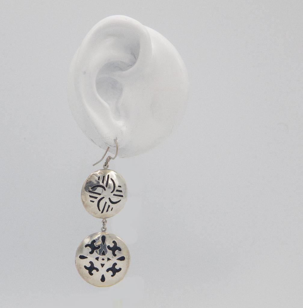 Handgemaakte zilveren oorbellen ,modern design, Ophalen of Verzenden, Nieuw, Zilver, Hangers