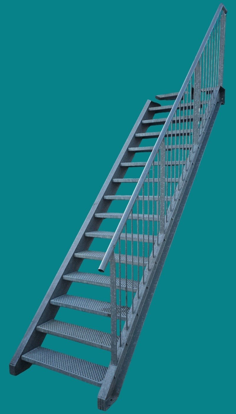 Metalen trap galva verzinkt 295-300cm stalen buitentrap, Ophalen, Gebruikt