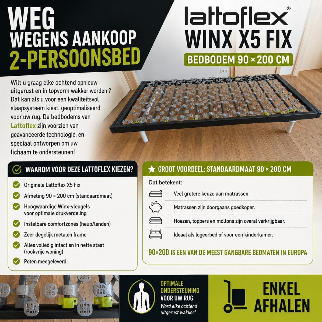 Lattoflex WINX X5 FIX 90200 | Ergonomisch | Topkwaliteit, 90 cm, Gris, Enlèvement, Une personne