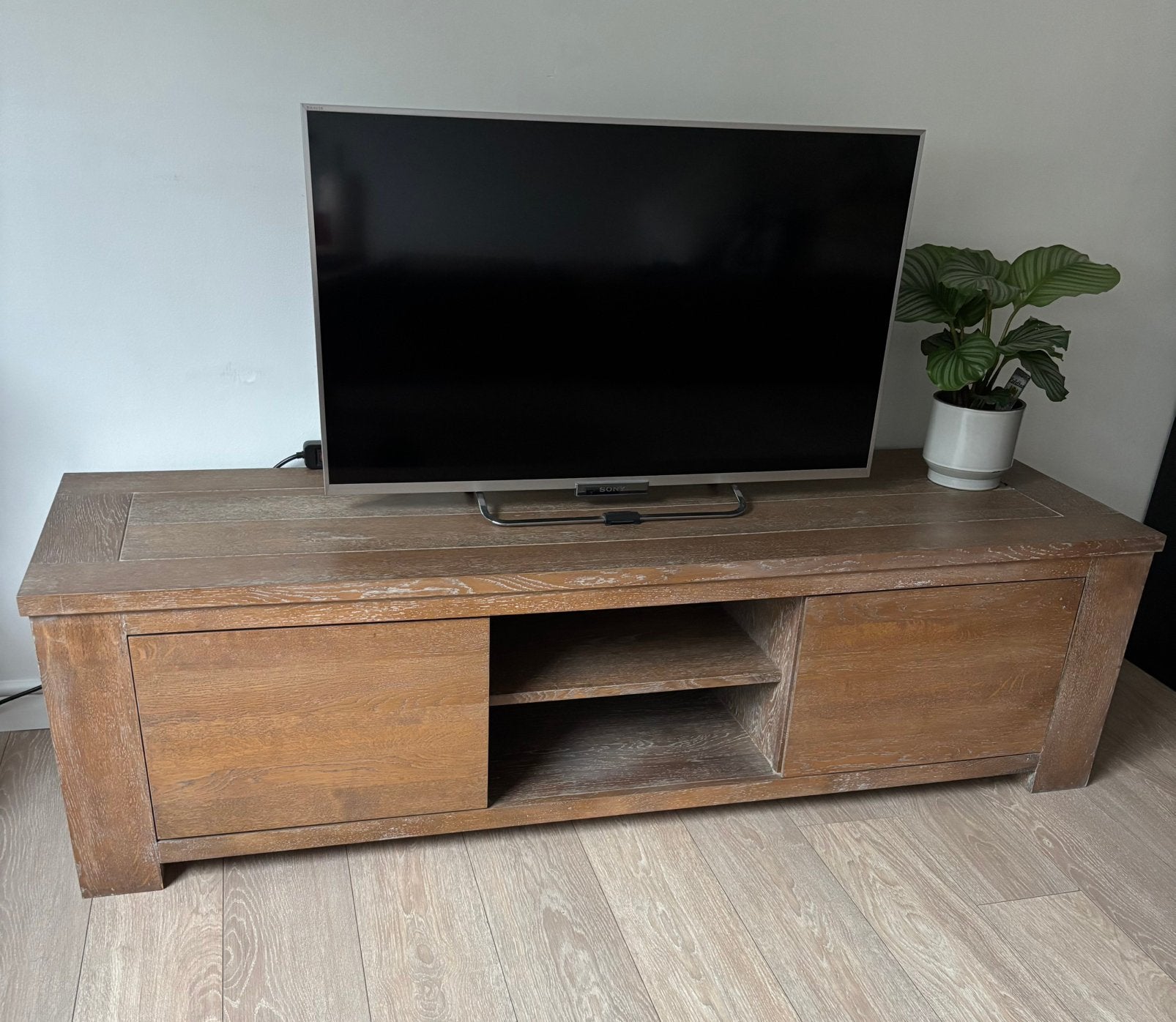 Tv meubel teakhout 200cm, Enlèvement, Comme neuf, Teck