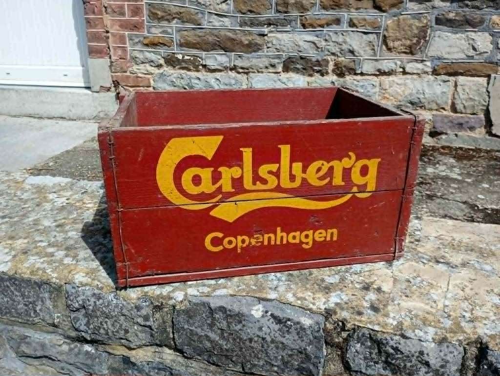 Brasserie bière ancien casier en bois Carlsberg, Enlèvement, Utilisé, Autres types, Autres marques