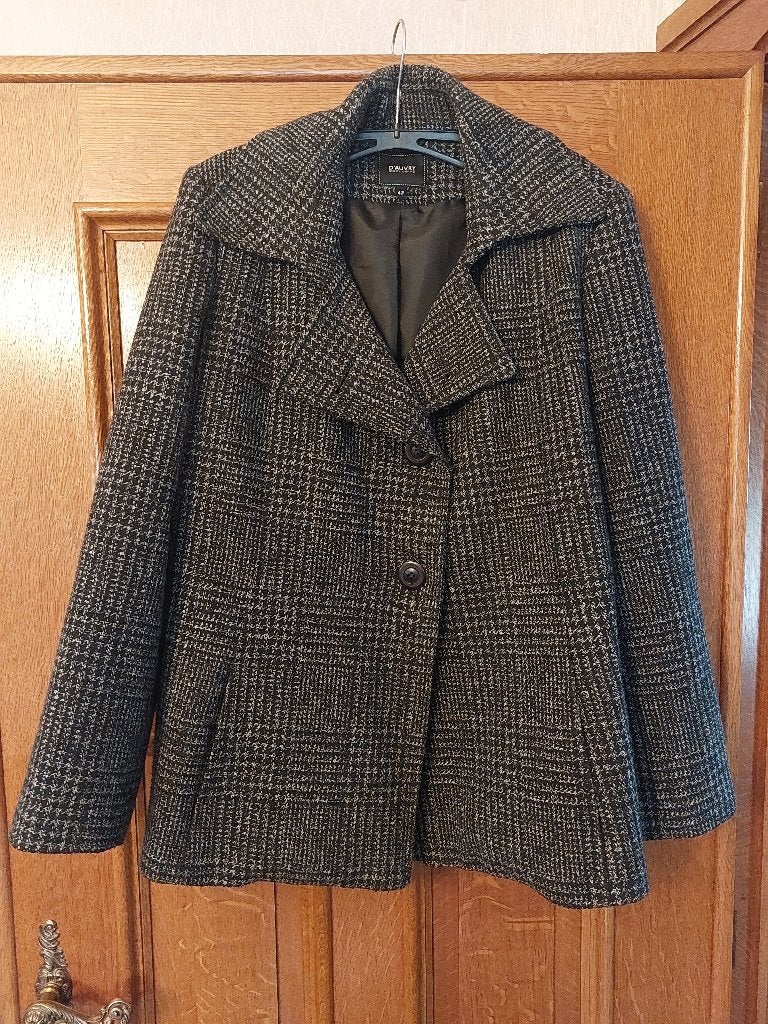 Gilet d'hiver à carreaux noirs et gris pour femmes taille 42, Taille 42/44 (L), Gris, Comme neuf, Enlèvement