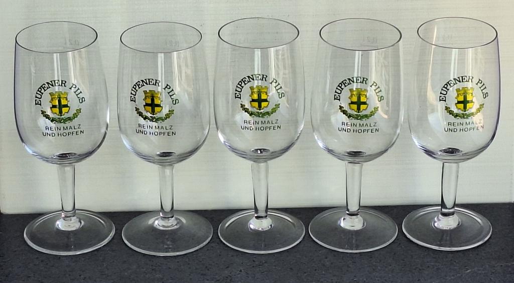 5 beaux anciens verre à bière Eupener Pils brasserie d'Eupen, Collections, Marques de bière, Enlèvement ou Envoi, Comme neuf, Verre ou Verres