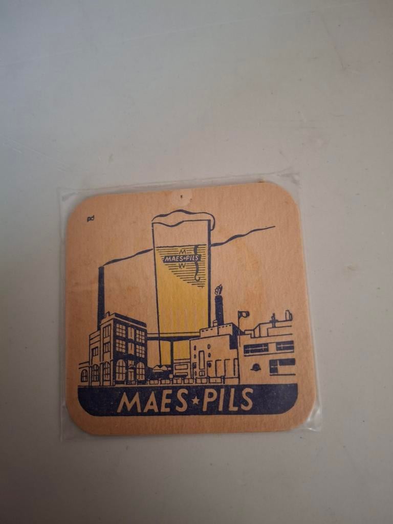 Oud bierviltje maes pils waarloos, Verzamelen, Ophalen of Verzenden