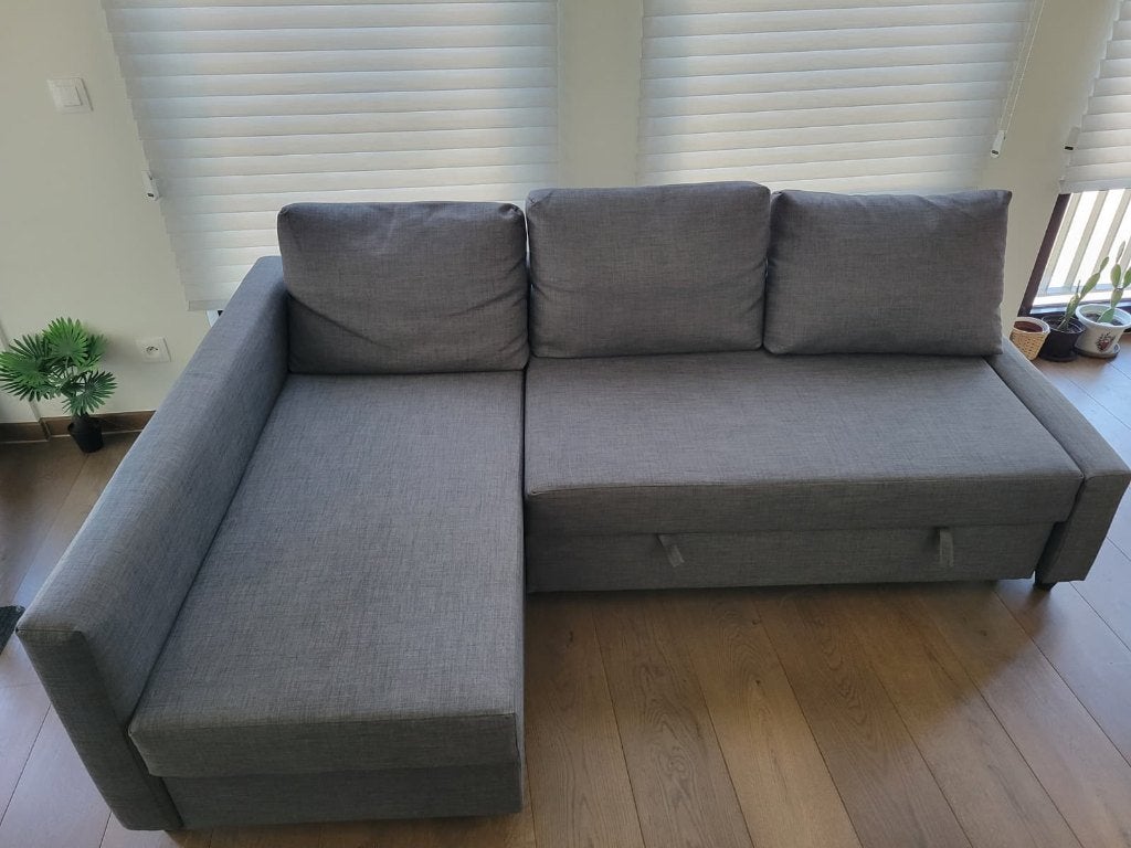 Canapé convertible IKEA FRIHETEN avec rangement — gris foncé, Maison & Meubles, Banc d'angle, 125 à 150 cm, Comme neuf, Enlèvement