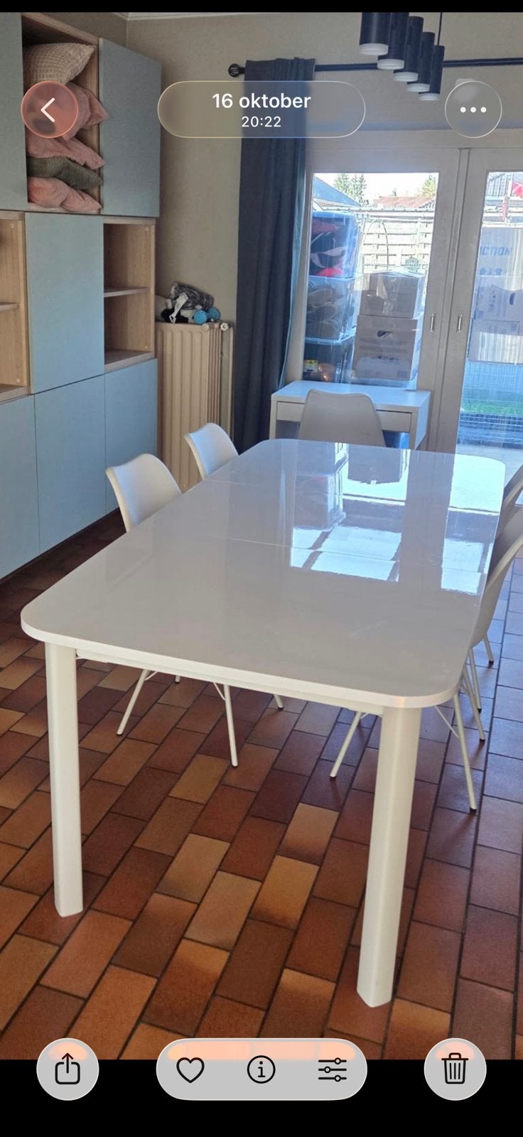Uitschuifbare tafel, wit, 150/205/260x95 cm, Maison & Meubles, Enlèvement, Comme neuf