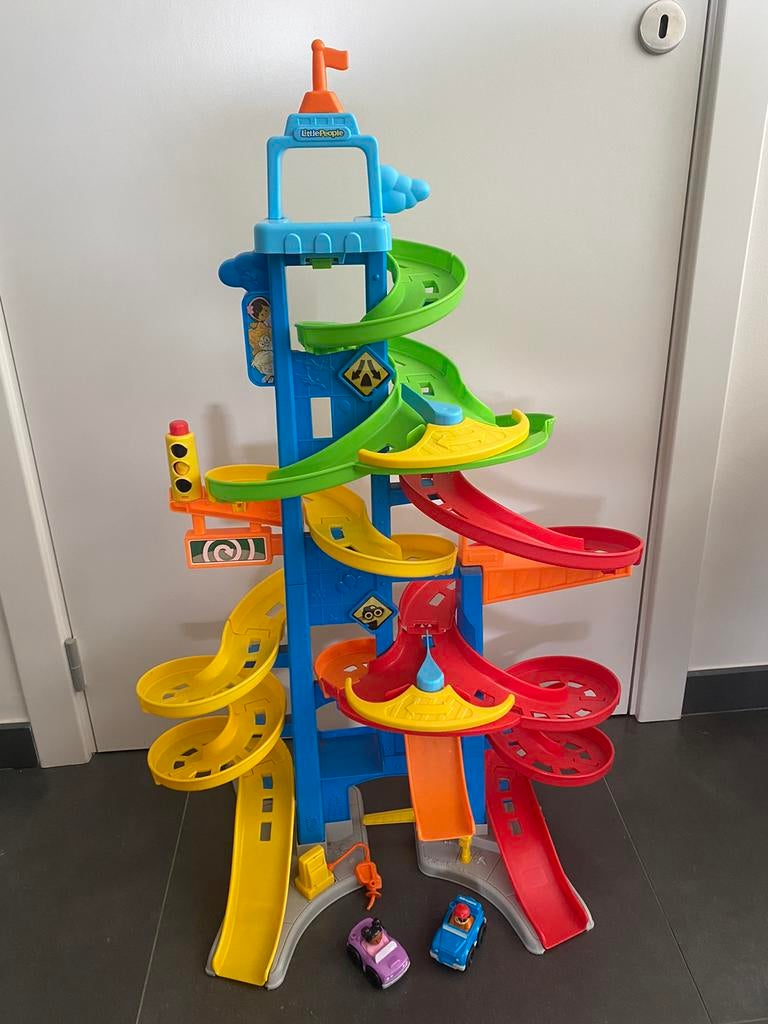 Race toren little people incl 2 autootjes, Ophalen, Gebruikt, Racebaan, Overige merken