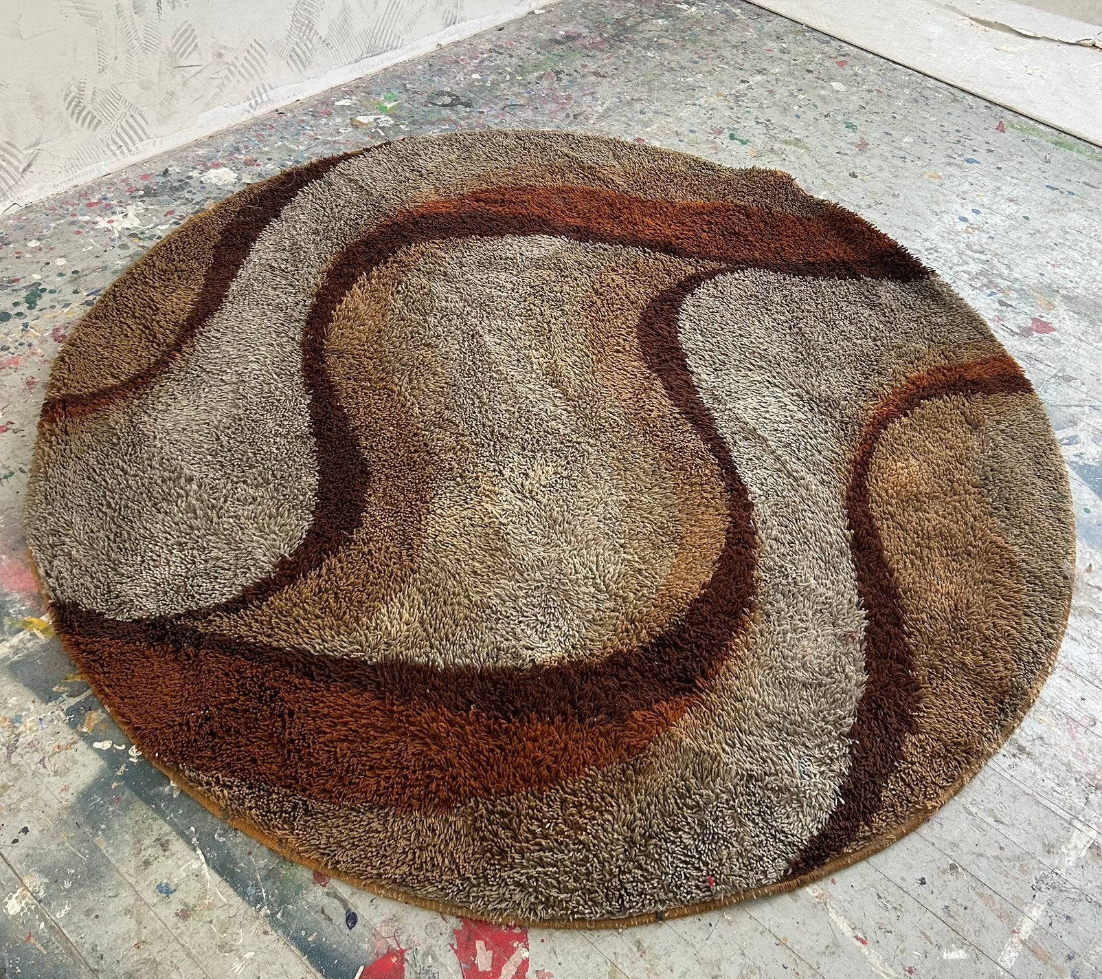 Original vintage huge Rya rug "Wave", Enlèvement