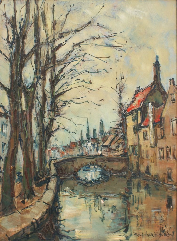 Regnier De Herde (1914-2004) Brugge (91 x 111 cm), Ophalen, Gesigneerd, Olieverf