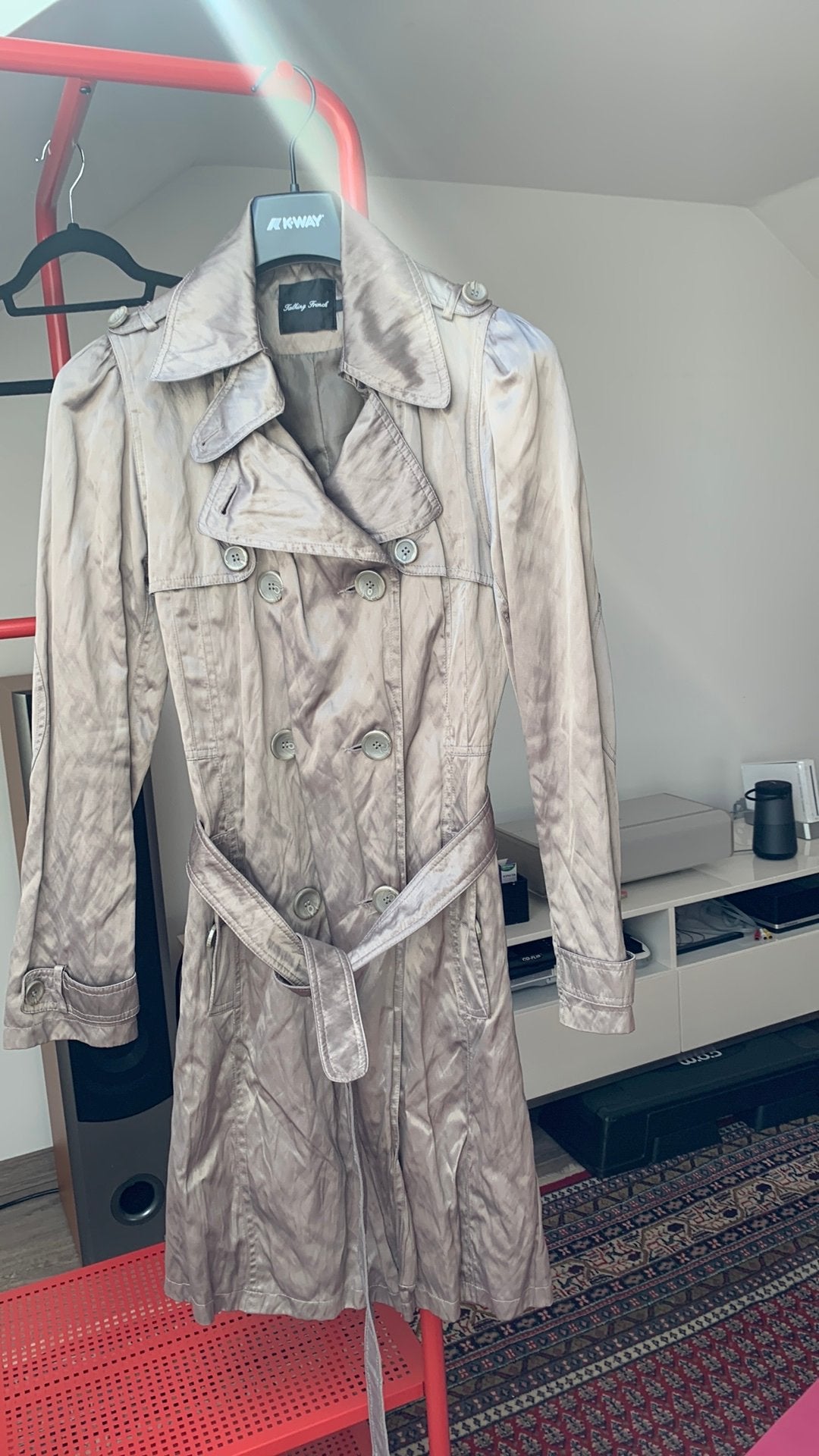 Regenjas metallic talking french- 38, Ophalen, Zo goed als nieuw, Maat 38/40 (M), Overige kleuren