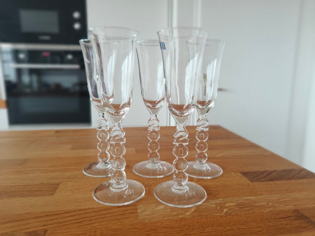 5 Vintage retro LUMINARC Millenium 2000 champagne glazen, Verzamelen, Ophalen, Nieuw, Overige typen