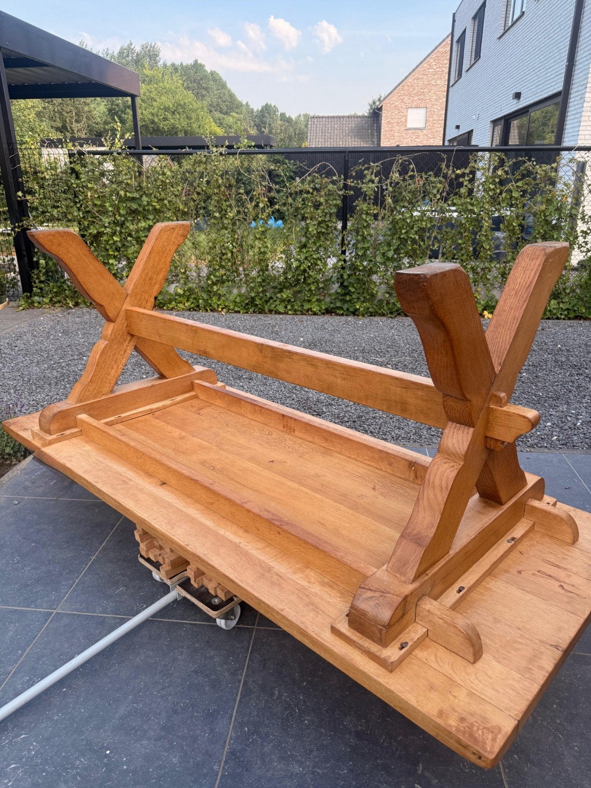 Robuuste Eikenhouten Eettafel + 6 Stoelen, Tuin en Terras, Ophalen