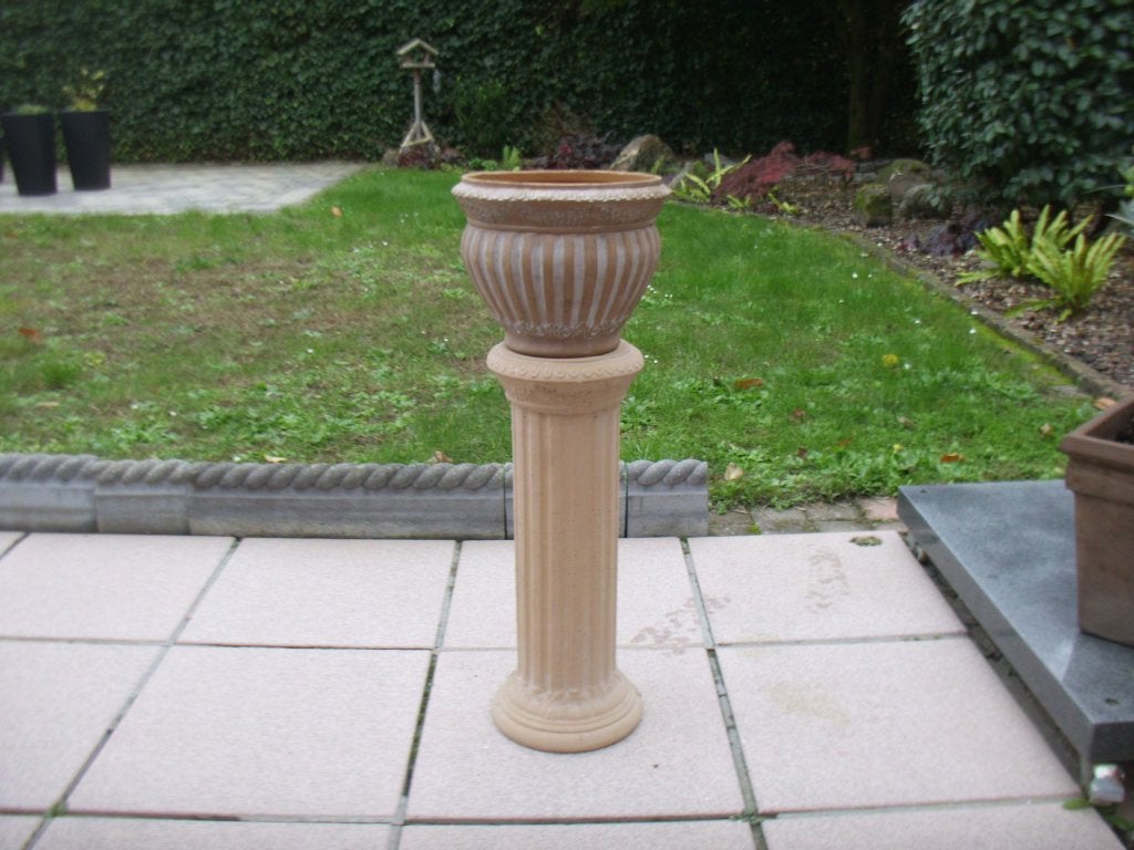 Bloempot met zuil, 25 tot 40 cm, Steen, Rond, Ophalen of Verzenden