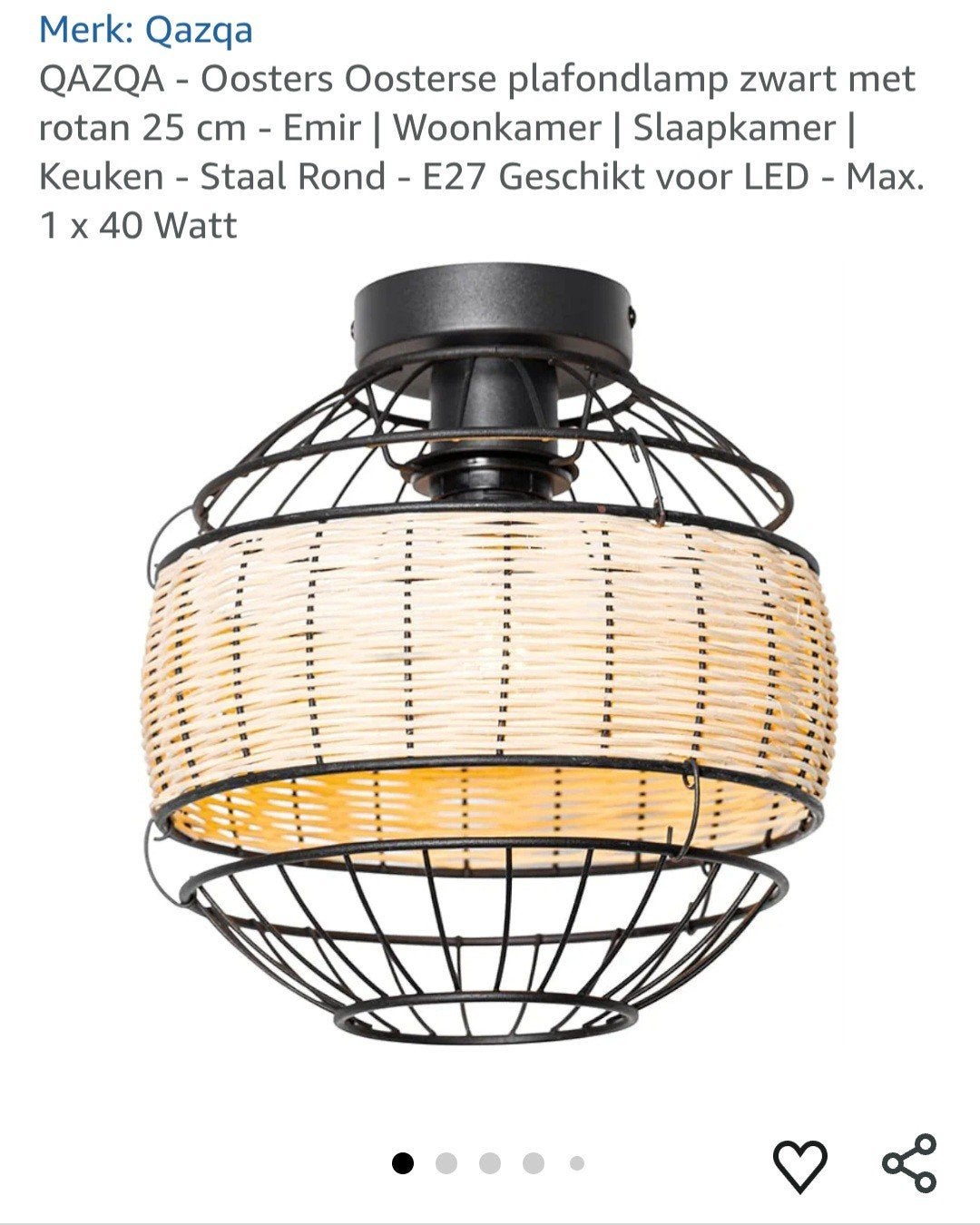 Oosterse plafondlamp rotan te koop, Ophalen, Meerkleurig, Nieuw, Overige fittingen