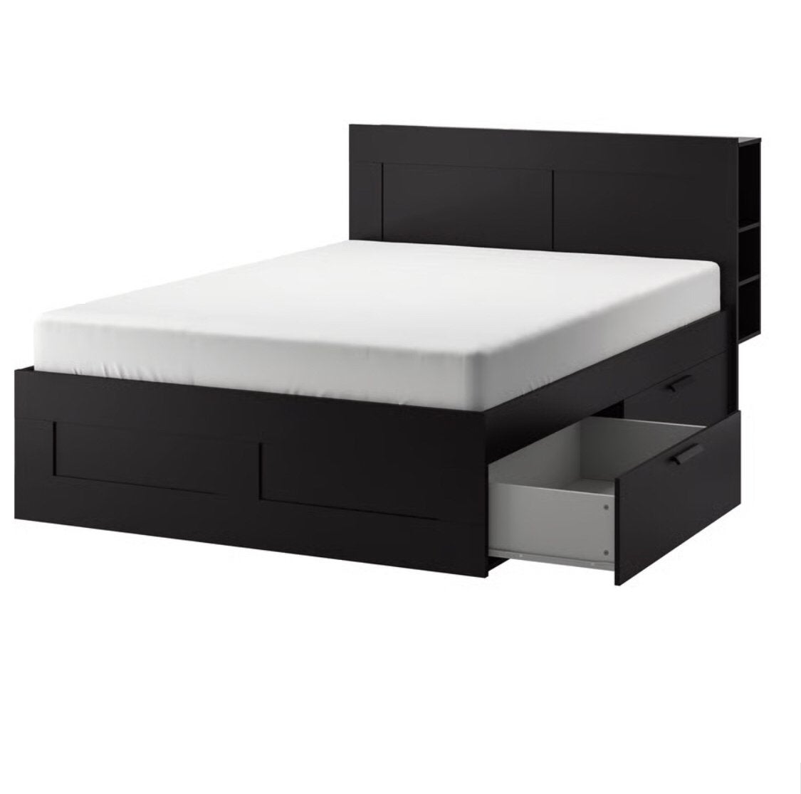 Bed brimnes, Ophalen, Zwart, 140 cm, Zo goed als nieuw