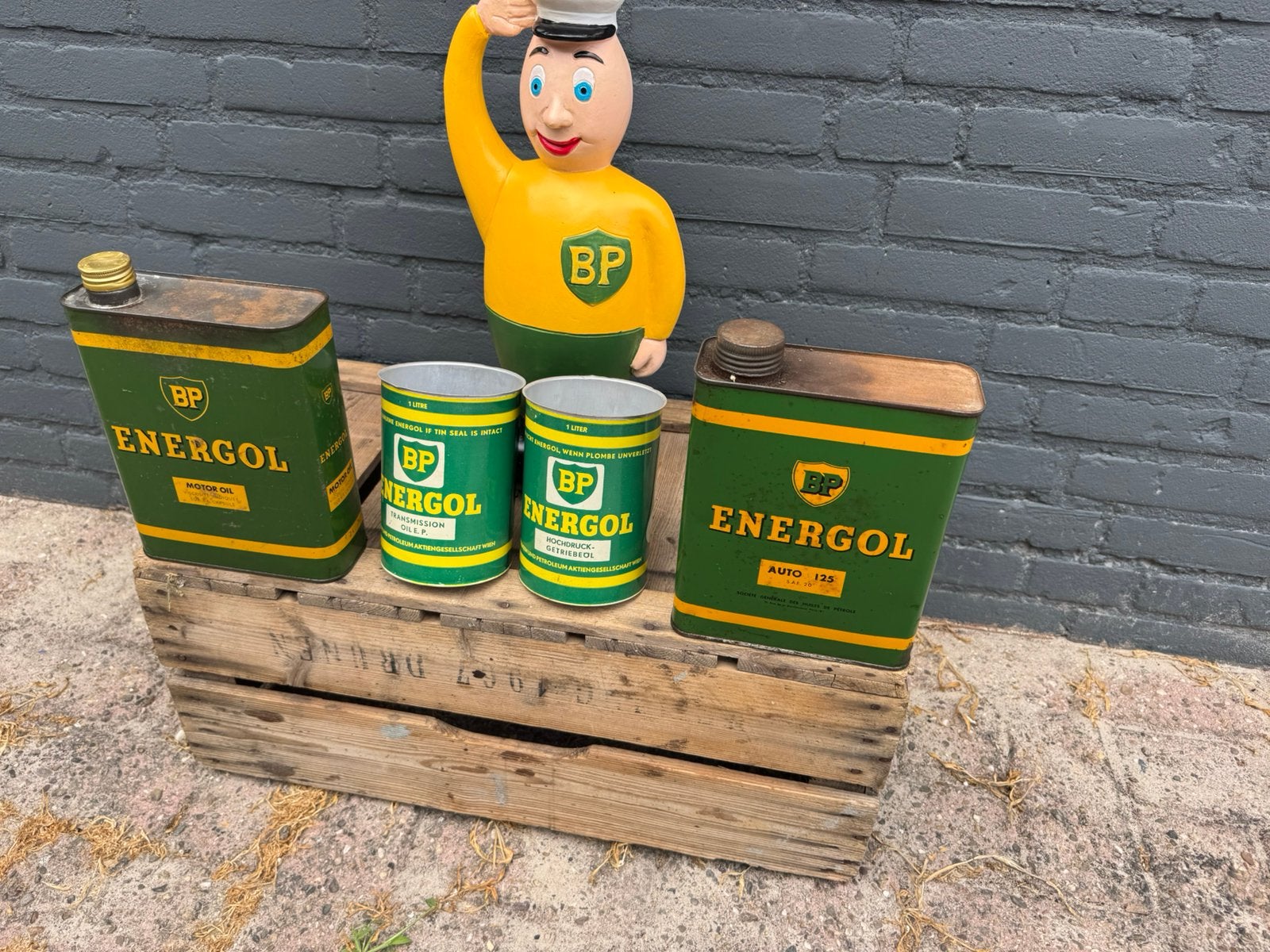 BP oude reclame items / blikken, Verzamelen, Ophalen of Verzenden, Gebruikt, Verpakking