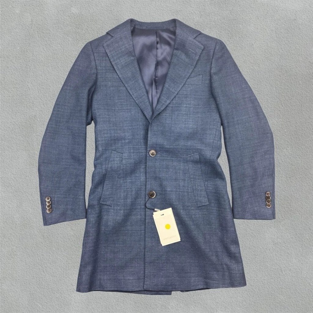 (692) Blauwe Suitsupply overjas - Heren L, Vêtements | Hommes, Neuf, Taille 52/54 (L), Bleu, Suitsupply