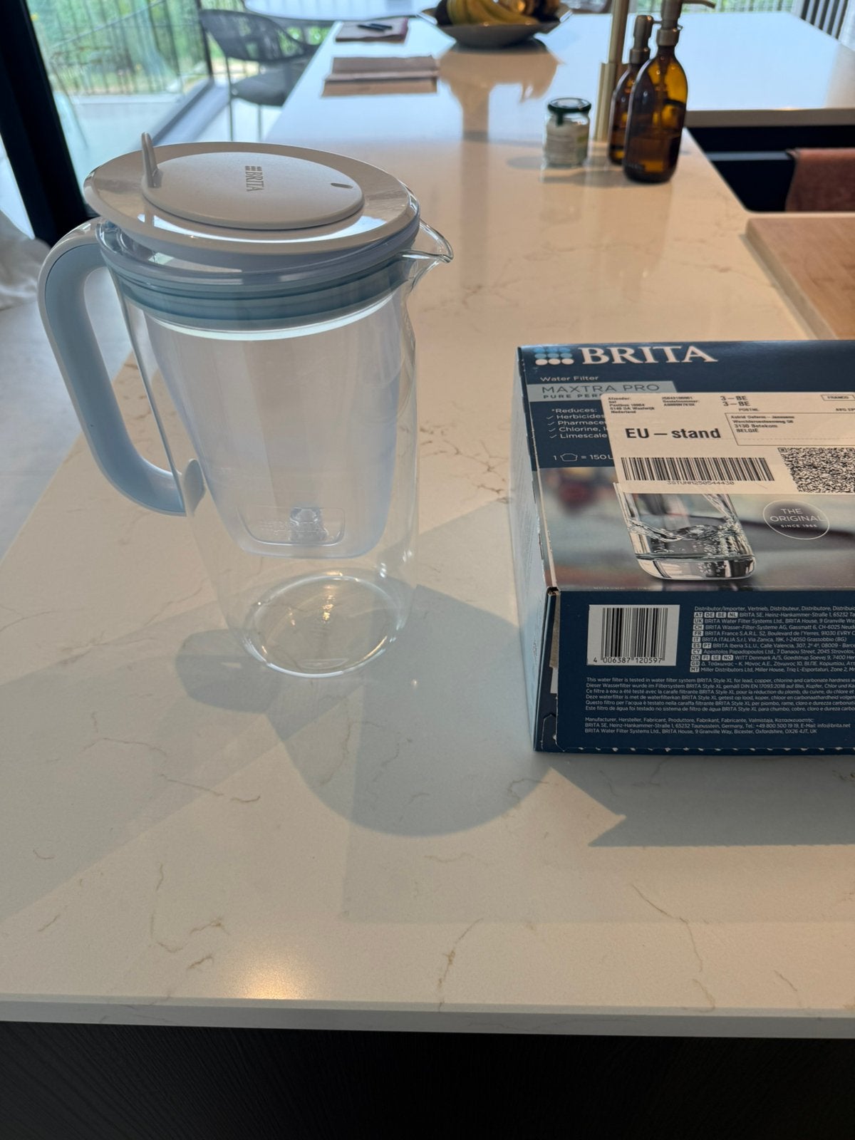 Glazen Brita kan + 9 filters, Huis en Inrichting, Keuken | Keukenbenodigdheden, Ophalen of Verzenden, Zo goed als nieuw