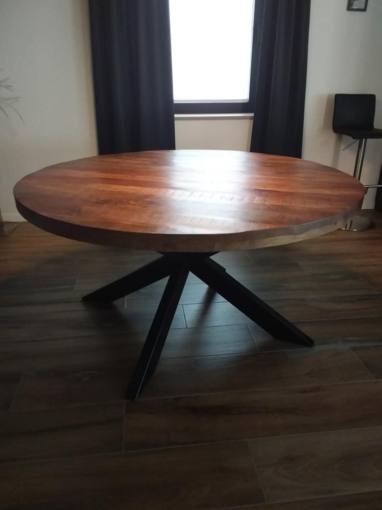 Table à manger ronde, plateau en bois, 6-8 p, Maison & Meubles, Tables | Tables à manger, Teck, 150 à 200 cm, Cinq personnes ou plus