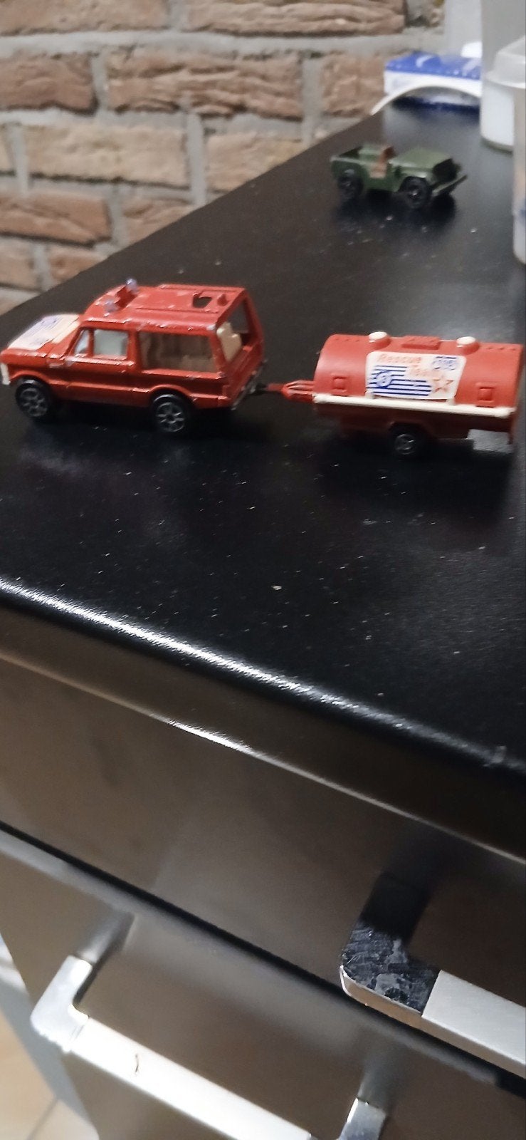 Lot Vintage Majorette Range Rover Rescue + Remorque Citerne, Enlèvement ou Envoi, Majorette