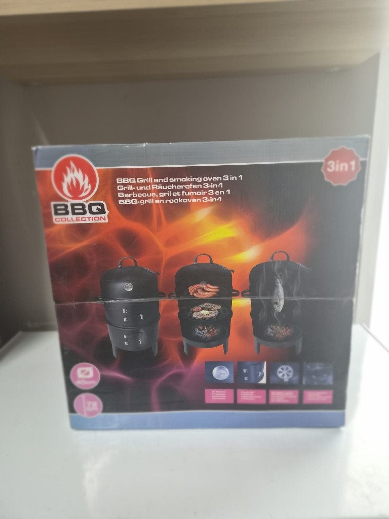 Nieuwe BBQ Collection 3-in-1 BBQ grill en rookoven, Tuin en Terras, Ophalen, Nieuw