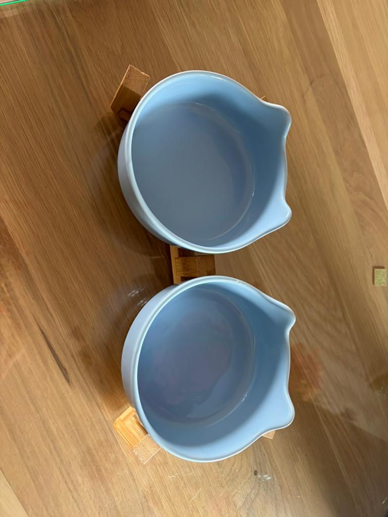 Blauwe drink & eet bakje kat, Ophalen, Zo goed als nieuw