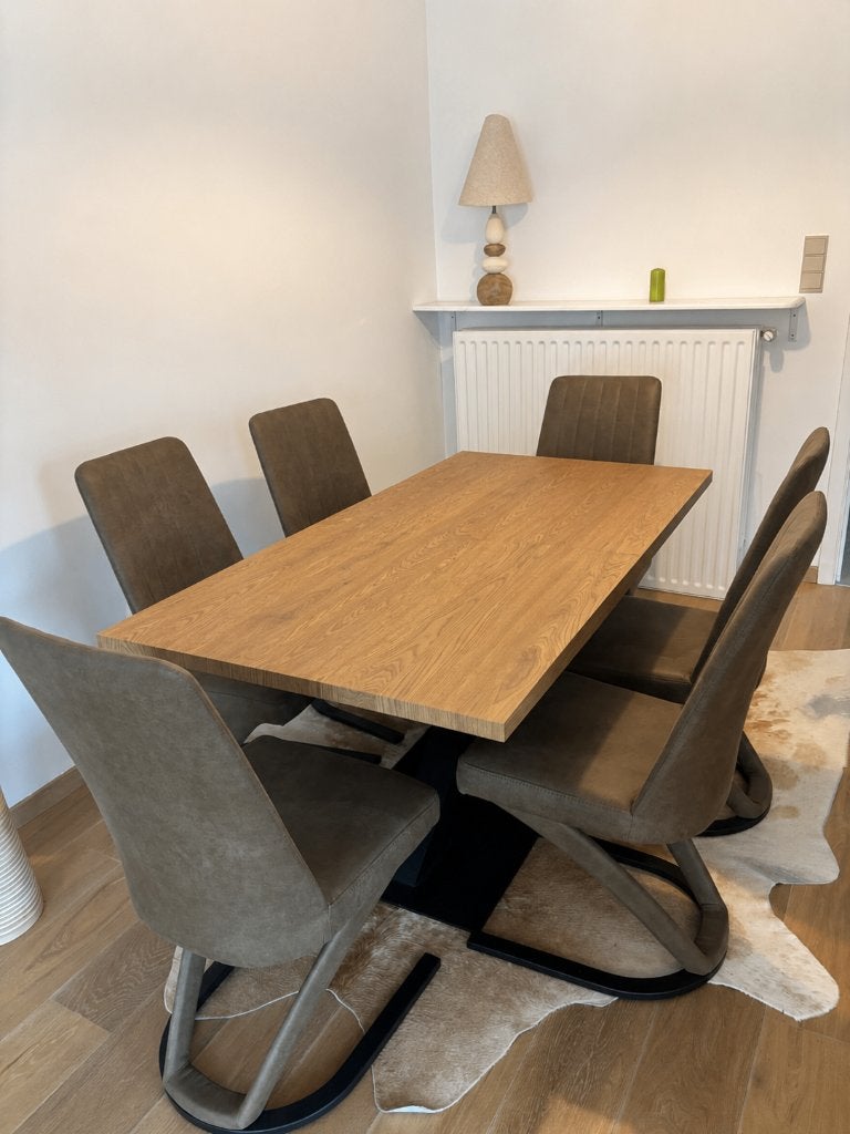 Table à manger extensible + 6 chaises, Maison & Meubles, 150 à 200 cm, Cinq personnes ou plus, Comme neuf, Enlèvement