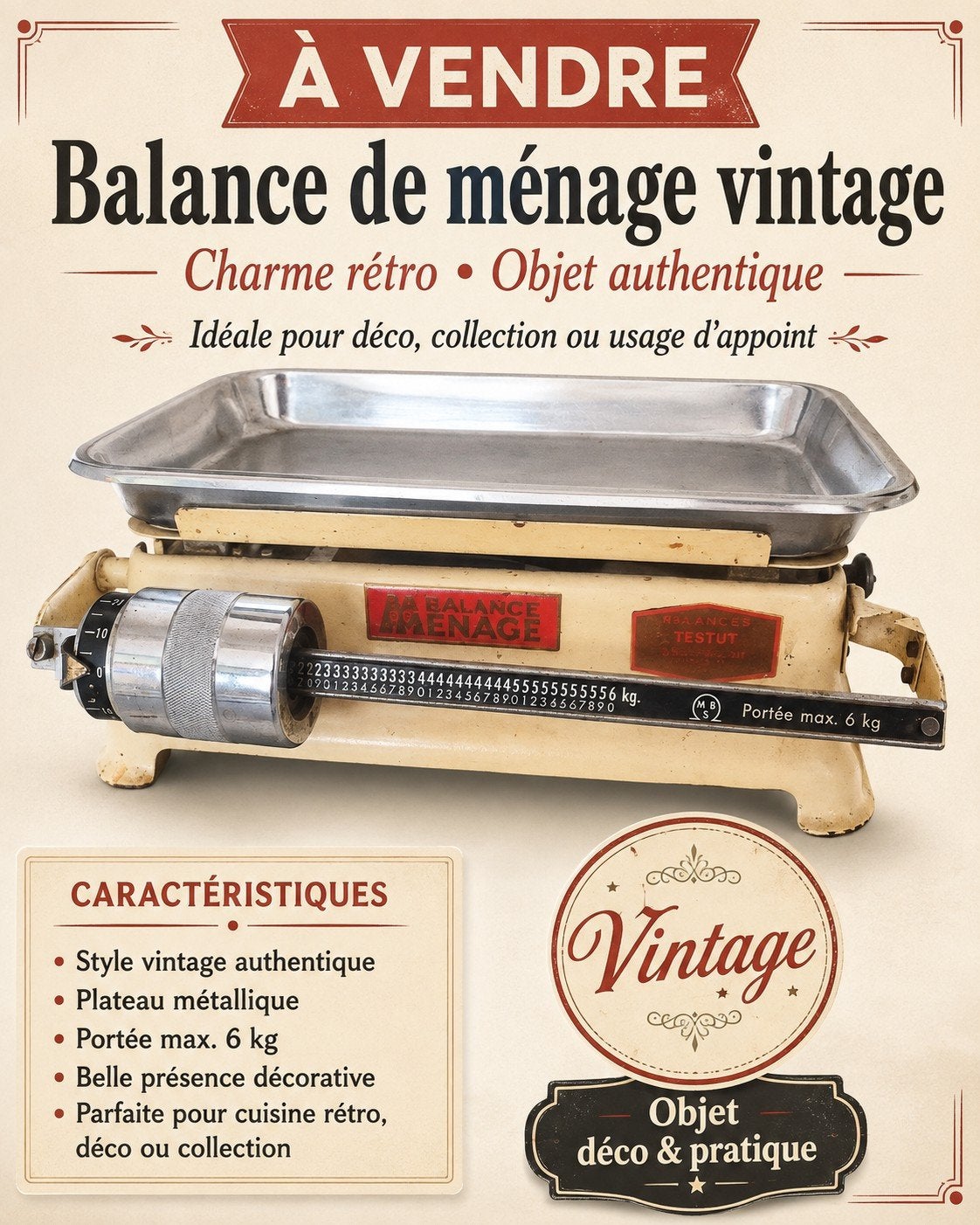 Balance vintage, Enlèvement ou Envoi