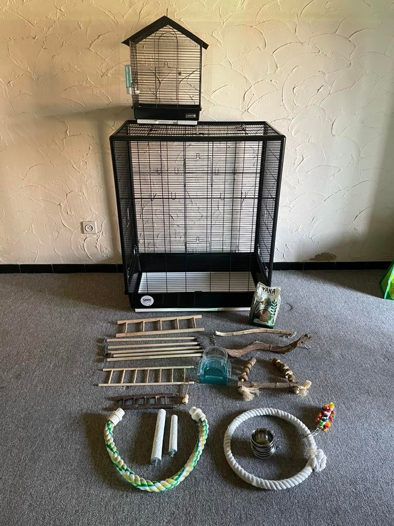 Vogelkooi + reiskooi + attributen (kan apart), Dieren en Toebehoren, Vogels | Toebehoren, Zo goed als nieuw, Ophalen
