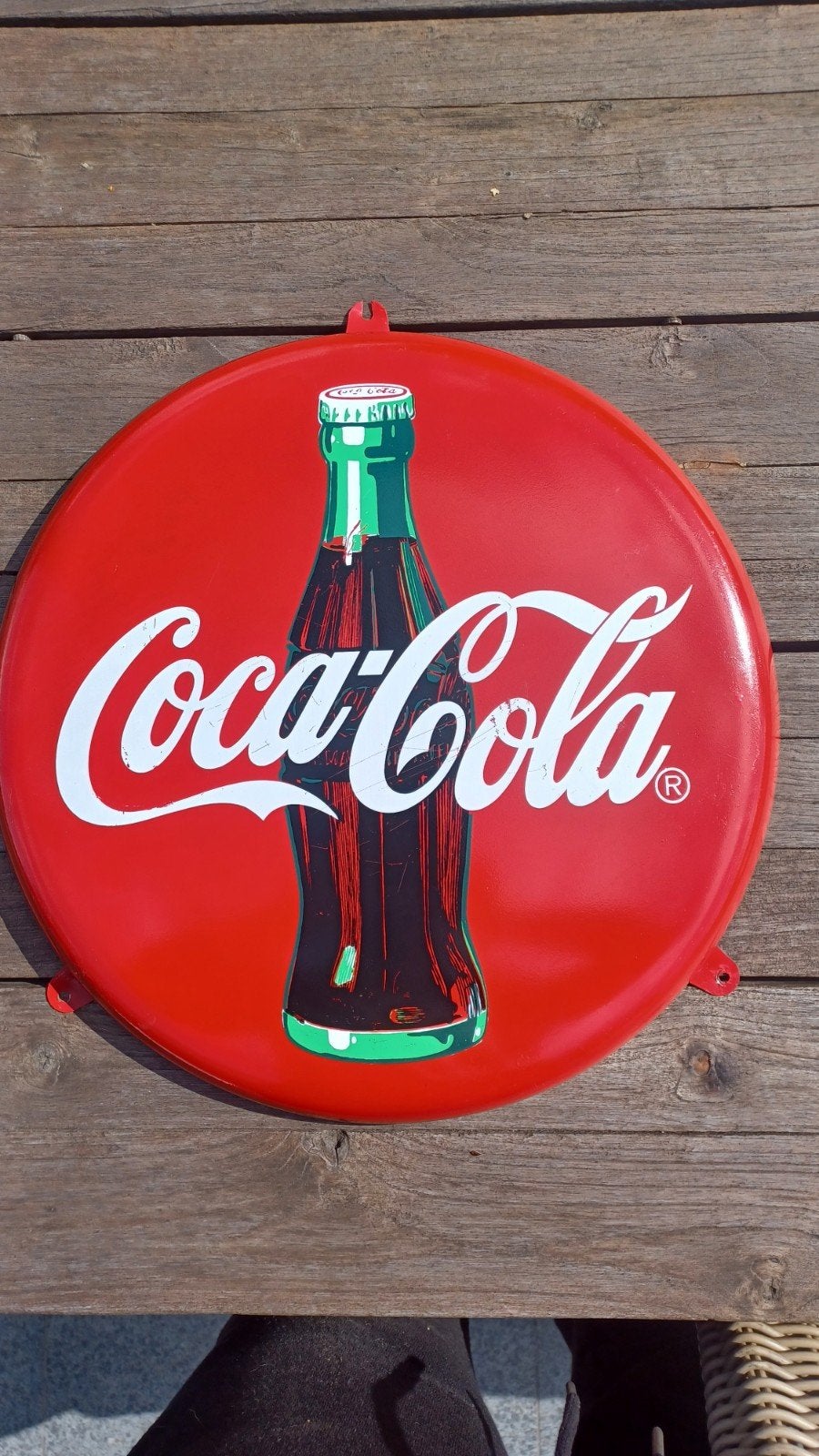 Metalen Coca-Cola Reclamebord – Vintage Ronde Wandplaat / Bu, Verzamelen, Merken en Reclamevoorwerpen, Ophalen, Reclamebord