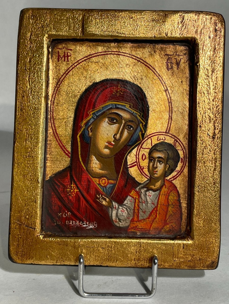 Handgemaakt orthodox houten icoon Moeder Gods (Theotokos), Ophalen, Zo goed als nieuw, Overige typen, Christendom | Katholiek