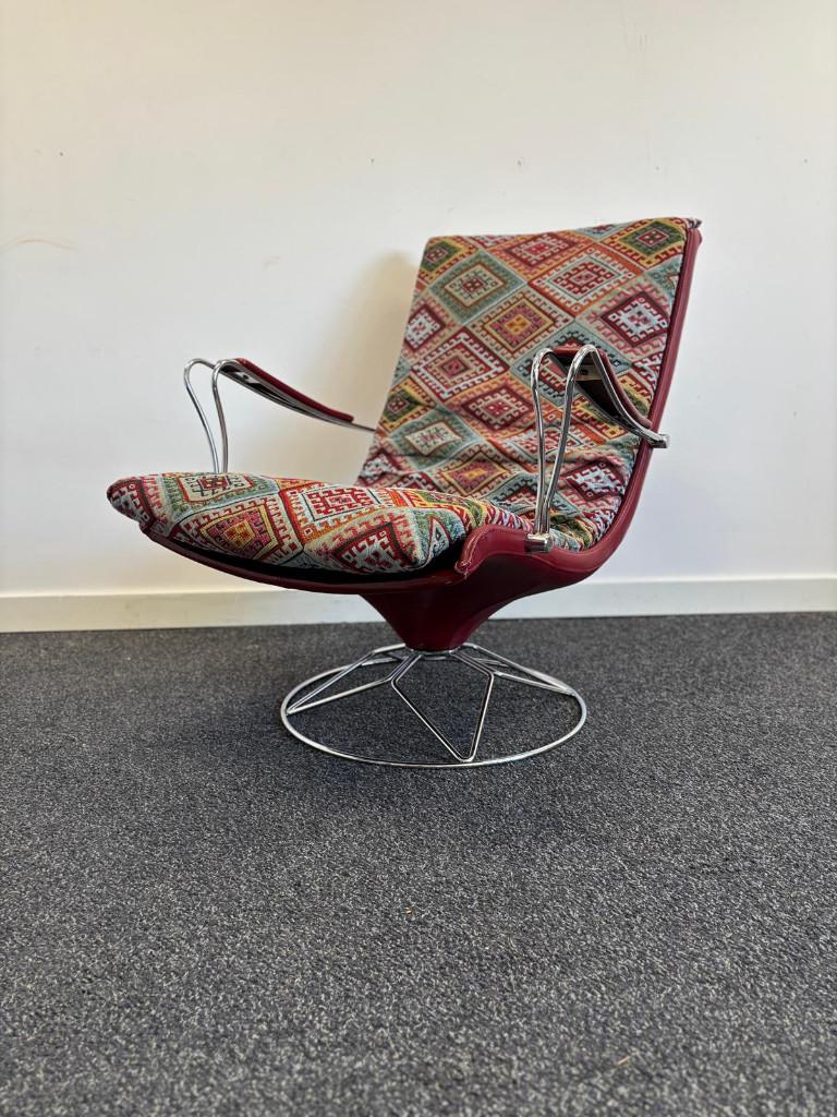 Prachtige  1970's eclectic design draaifauteuil, Gebruikt, 1970's, eclectic, design, Ophalen of Verzenden, Eén