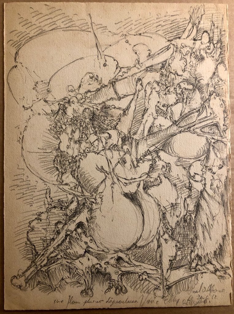 Roel d'Haese - tekening voor Hugo Claus, Antiquités & Art, Art | Dessins & Photographie, Enlèvement ou Envoi, Dessin, Signé