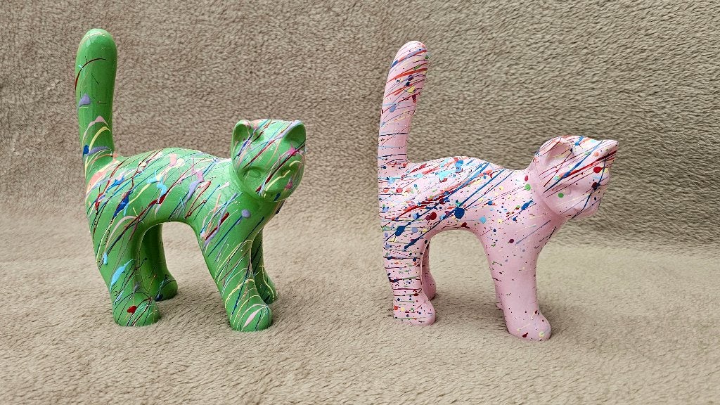 decoratieve kattenbeeldjes rose of groen 5€ per stuk, Ophalen, Zo goed als nieuw