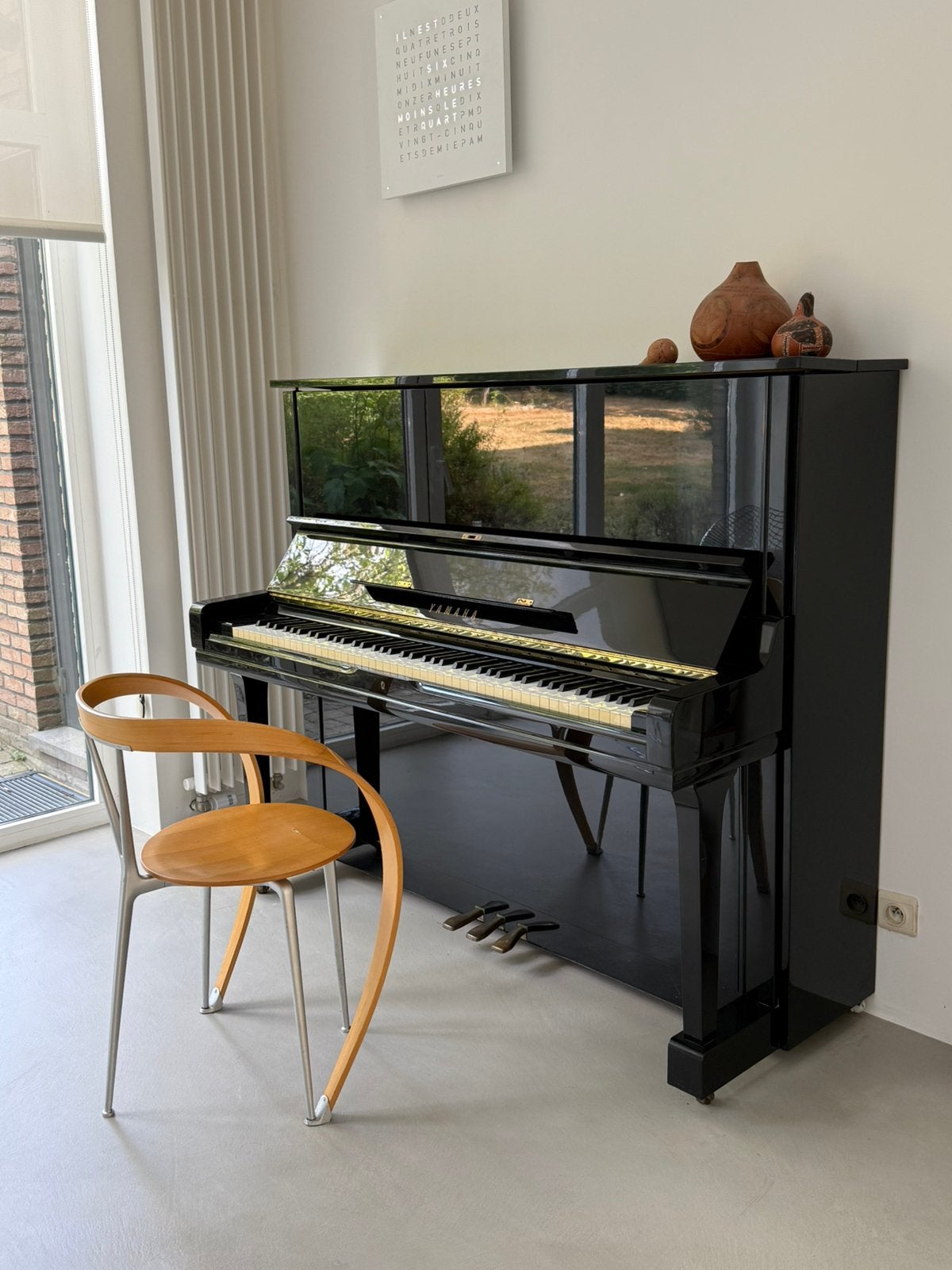 Yamaha U3 – Piano droit noir laqué – Très bel état, Brillant, Comme neuf, Enlèvement, Piano