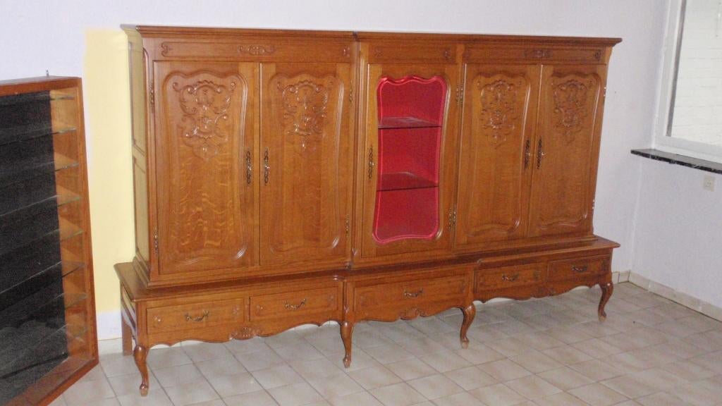 Licht eiken Bretoense Lodewijk XV stijl dressoir kast, Ophalen, Gebruikt, Met deur(en), 200 cm of meer
